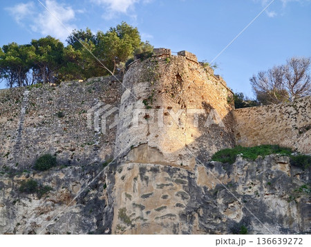 Ancient Structure Amid Towering Pines, Rugged Cliffs Host Hidden Fortress Amidst Dense Pines Ancient Structure Amid Towering Pines, Rugged Cliffs Host Hidden Fortress Amidst Dense Pines 136639272