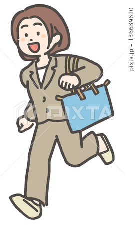 笑顔で走る若手・中堅ビジネスウーマン 笑顔で走る若手・中堅ビジネスウーマン 136639610