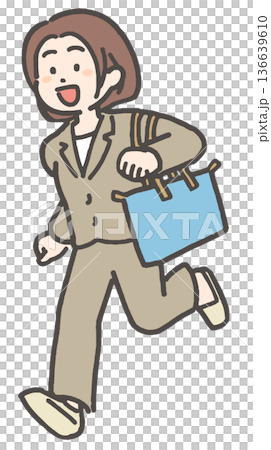 笑顔で走る若手・中堅ビジネスウーマン 笑顔で走る若手・中堅ビジネスウーマン 136639610