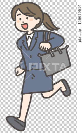 A young businesswoman running with a smile A young businesswoman running with a smile 136639614