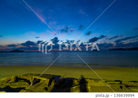 Landscape view of majestic clouds in the sky sunset or sunrise over sea with reflection in the tropical sea,Beautiful cloudscape scenery,Amazing light of nature Landscape nature background Landscape view of majestic clouds in the sky sunset or sunrise over sea with reflection in the tropical sea,Beautiful cloudscape scenery,Amazing light of nature Landscape nature background 136639994