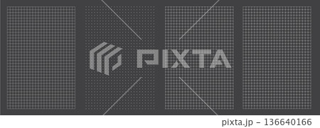 Technical blueprint grid pack on dark grey background. Four coordinated patterns support engineering drawings, Technical blueprint grid pack on dark grey background. Four coordinated patterns support engineering drawings, 136640166