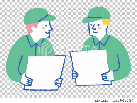 工廠工人正在檢查印刷材料_彩色 136640284