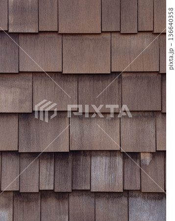 Weathered Cedar Wood Shingle Texture Background 136640358