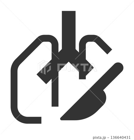 呼吸器外科　アイコン（シンプル・線画・モノクロ） 136640431