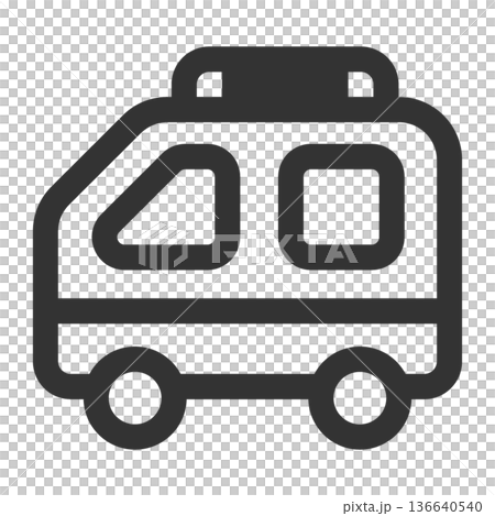 救急科　救急車　アイコン（シンプル・線画・モノクロ） 136640540