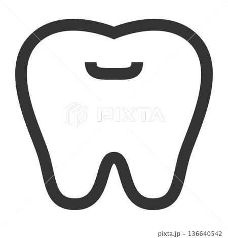 歯科　歯　アイコン（シンプル・線画・モノクロ） 136640542