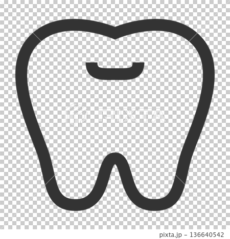 歯科　歯　アイコン（シンプル・線画・モノクロ） 136640542