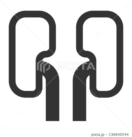 腎臓内科　アイコン（シンプル・線画・モノクロ） 136640544