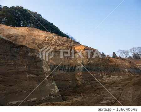 土砂の採集により破壊される里山 136640648