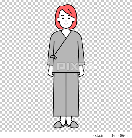 A young woman in a hospital examination gown (full body) 136640662