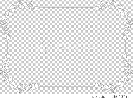 Vintage calligraphy style frame material 246 <Decorative borders, decorative frames, hearts, line drawings, black and white> Vintage calligraphy style frame material 246 <Decorative borders, decorative frames, hearts, line drawings, black and white> 136640752
