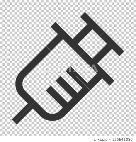 糖尿病藥物注射器圖示（簡潔線條畫，單色） 136641050