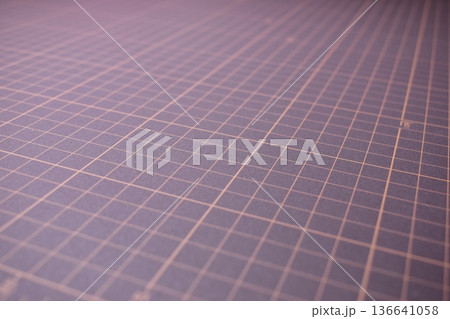 black cutting mat board background with line and scale measure guide pattern for object art design, tool equipment of diy craft work 136641058