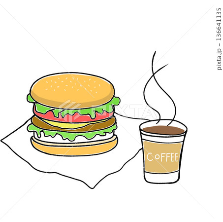 ハンバーガーとコーヒー 136641135