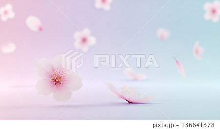 明るい春色の桜背景 136641378