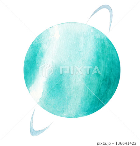 天王星の水彩イラスト 惑星 背景イラスト 天王星の水彩イラスト 惑星 背景イラスト 136641422