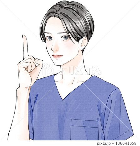 指さししている男性看護師 指さししている男性看護師 136641659