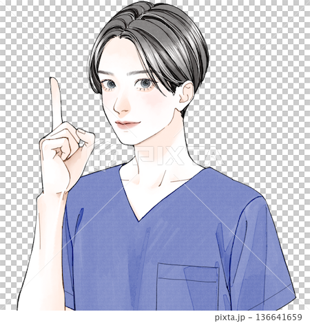 指さししている男性看護師 指さししている男性看護師 136641659