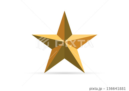 Gold 3D Star Icon With Shadow Symbolizing Achievement, Award, Rating and Success on White Background Gold 3D Star Icon With Shadow Symbolizing Achievement, Award, Rating and Success on White Background 136641881