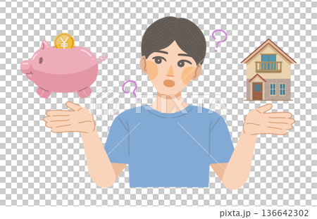 圖:一名男子正在思考住房成本 圖:一名男子正在思考住房成本 136642302