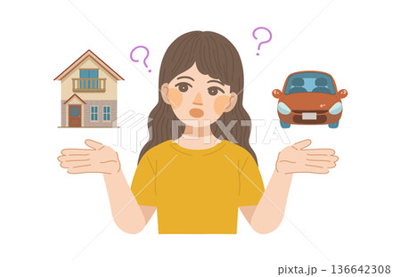資産形成について考える女性のイラスト 136642308