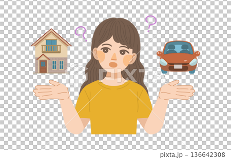 一位女性正在思考資產累積的插圖 136642308