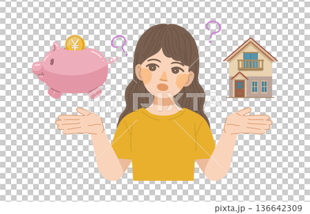 圖說:一位女士正在思考住房成本 圖說:一位女士正在思考住房成本 136642309