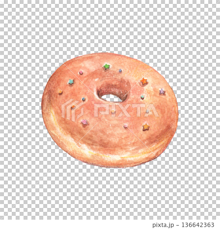 カラフルなシュガーが乗ったドーナツ 136642363