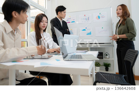 Group asian business team meeting for planning and strategy marketing in office. Group asian business team meeting for planning and strategy marketing in office. 136642608