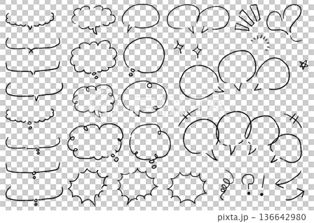 鉛筆風格手繪單色對話框素材套裝 136642980