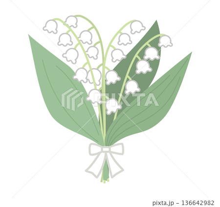 シンプルなスズランの花束イラスト 136642982