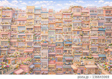 メルヘンな九龍城砦のような街並み 136643069