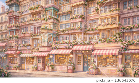 メルヘンな九龍城砦のような街並み 136643070