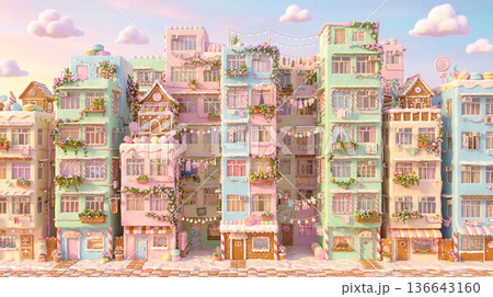 カラフルな街並み 136643160