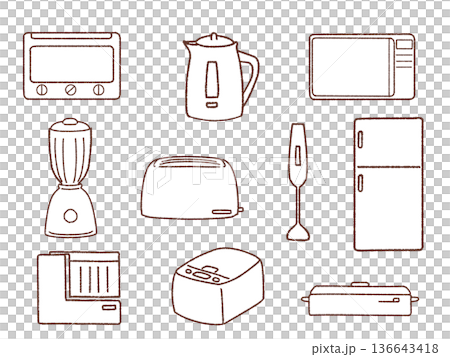 Simple kitchen appliances illustration set Simple kitchen appliances illustration set 136643418