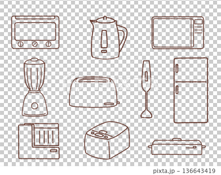 Simple kitchen appliances illustration set Simple kitchen appliances illustration set 136643419
