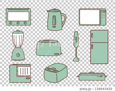 Simple kitchen appliances illustration set 136643420
