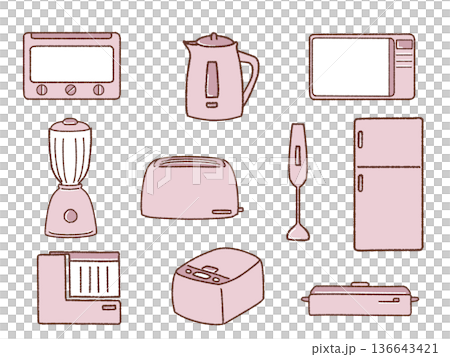 Simple kitchen appliances illustration set Simple kitchen appliances illustration set 136643421