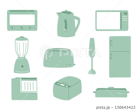 シンプルなキッチン家電のイラストセット 136643422