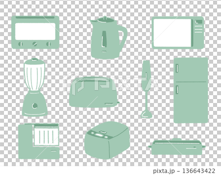 簡易廚房電器插圖集 簡易廚房電器插圖集 136643422