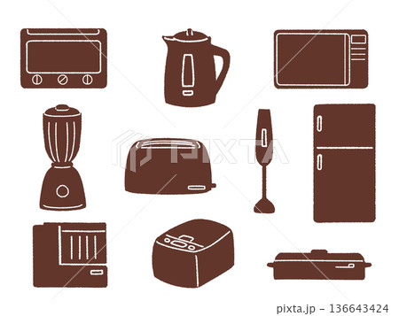 シンプルなキッチン家電のイラストセット 136643424