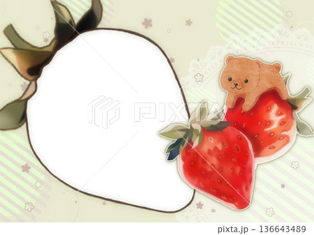 いちごとくまのかわいいフォトフレーム いちごとくまのかわいいフォトフレーム 136643489