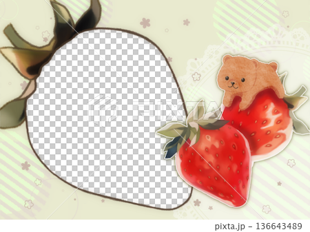 いちごとくまのかわいいフォトフレーム いちごとくまのかわいいフォトフレーム 136643489