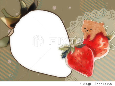 いちごとくまのかわいいフォトフレーム 136643490