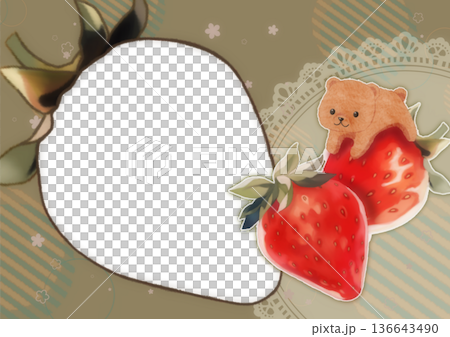 いちごとくまのかわいいフォトフレーム 136643490