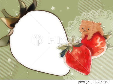 いちごとくまのかわいいフォトフレーム 136643491