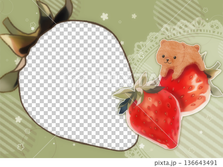 いちごとくまのかわいいフォトフレーム 136643491