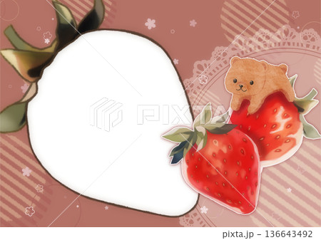 いちごとくまのかわいいフォトフレーム 136643492