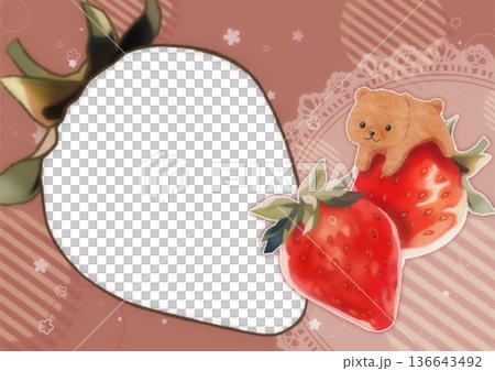 いちごとくまのかわいいフォトフレーム 136643492